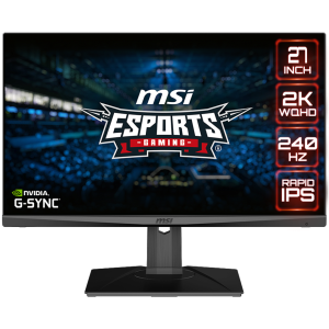MSI Optix MAG274QRX  Gaming Monitor, 27" 240Hz, WQHD (2560x1440), Anti-glare, 1ms, 400nit, 1000:1, 178°/178°, NVIDIA G-Sync, Rapid IPS, 1x DP, 2x HDMI, 1x Type C, 1x Headphone out, Adjustable stand, 3Y