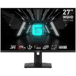 MSI G274QPF Gaming Monitor, 27" 170Hz, WQHD (2560x1440) 16:9, Rapid IPS Anti-glare, 1ms, 400nits, 1000:1, 178°/178°, Adaptive Sync, Adjustable Stand, 1x DP, 2x HDMI, 1xType-C, 3Y Warranty