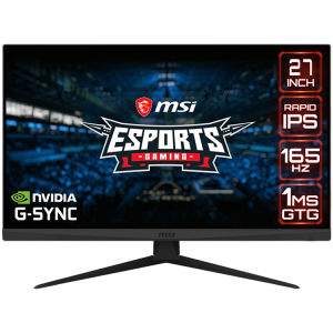 MSI Optix G273QF Gaming Monitor, 27" 165Hz, WQHD (2560 x 1440) 16:9, Rapid IPS Anti-glare, 1ms, 300nits, 1000:1, 178°/178°, G-sync Compatible, Night Vision, Adjustable Stand, 1x DP, 2x HDMI, 1x Earphone out, 3Y Warranty