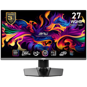 MSI MPG 271QRX QD-OLED Gaming Monitor, 27" 360Hz, WQHD (2560x1440) 16:9, QD-OLED Anti-Reflection, 0.03ms, 250nits, 1500000:1, 178°/178°, AMD FreeSync Premium Pro, Adjustable Stand, 1x DP, 2x HDMI, 1xType-C, 3x USB, 1xHeadphone out, 3Y Warranty