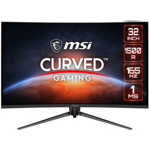 MSI Optix AG321CR Curved Gaming Monitor, 31.5" 165Hz, FHD (1920x1080), VA Anti-glare, 1ms, 250nit, 4000:1, 178°/178°, 1500R Curve, FreeSync Premium, Mystic Light, 1x DP, 2x HDMI, 1x Earphone out, Adjustable stand, 3Y Warranty
