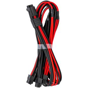 CableMod E-Series Pro ModMesh Sleeved 12VHPWR PCI-e Cable for Super Flower Leadex Platinum / Platinum SE / Titanium / V Gold Pro / V Platinum Pro, EVGA G7 / G6 / G5 / G3 / G2 / P2 / T2 (Black + Red, Nvidia 4000 series, 16-pin to Quad 8-pin, 60cm)