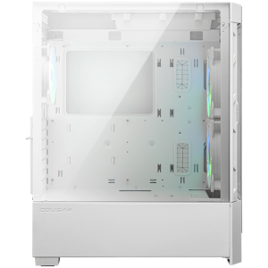 COUGAR DUOFACE RGB (White), Mid Tower, Tempered Glass + Mesh Front Panels, 3x 140 ARGB Fans, RGB Button, 4mm Tempered Glass, Mini ITX / Micro ATX / ATX, USB 3.0 x 2, USB 2.0 x 1, Mic + Audio x 1