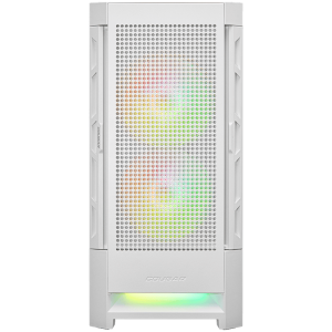 COUGAR DUOFACE RGB (White), Mid Tower, Tempered Glass + Mesh Front Panels, 3x 140 ARGB Fans, RGB Button, 4mm Tempered Glass, Mini ITX / Micro ATX / ATX, USB 3.0 x 2, USB 2.0 x 1, Mic + Audio x 1