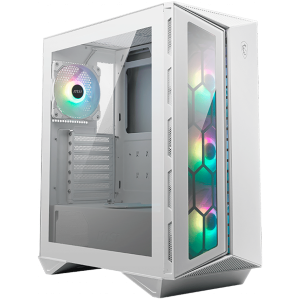 MSI MPG GUNGNIR 110R WHITE, Mid-Tower, ATX/Micro-ATX/Mini-ITX, 2x USB 3.2 Gen 1 Type-A, 1x USB 3.2 Gen 2x2 Type-C, 1x Audio/1x Mic, ARGB Hub, RGB Button, 4x 120mm ARGB Fans, Glass Front Panel, 4mm Tempered Glass