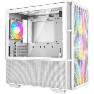 DeepCool CH560 WH, Mid Tower, Mini-ITX/Micro-ATX/ATX/E-ATX, 1xUSB3.0, 1xType-C, 1xAudio, 3x140mm + 1x120mm Pre-Installed ARGB Fans, Tempered Glass, Mesh Panels, GPU Support Arm, White, R-CH560-WHAPE4-G-1