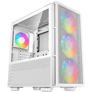 DeepCool CH560 WH, Mid Tower, Mini-ITX/Micro-ATX/ATX/E-ATX, 1xUSB3.0, 1xType-C, 1xAudio, 3x140mm + 1x120mm Pre-Installed ARGB Fans, Tempered Glass, Mesh Panels, GPU Support Arm, White, R-CH560-WHAPE4-G-1