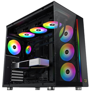 Xigmatek AQUA Ultra Air EN41907, Black, E-ATX/ATX/M-ATX/MINI ITX, USB 3.0 X 2, USB 2.0 X 2, USB-C X 1, HD AUDIO, Mesh Top, Front & Left TG, ARGB Strip, 7PCS Z20A&Galaxy II Fan Control Kit