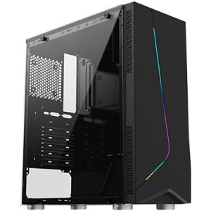 Chassis Eros EN43378, ATX, Micro ATX, USB3.0x1+USB2.0x1, Rainbow LED Front Panel, Left Tempered Glass, Rear SYNC XCR120 Fan
