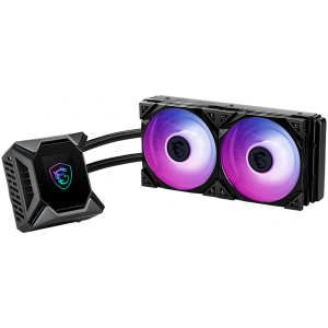 MSI MPG CORELIQUID K240 V2 Liquid Cooler, 2X 120mm ARGB 2500rpm PWM Fans, 2.4" Customizable LCD display, VRM Fan, Intel LGA 115x/1200/1700/1366/2011/2066, AMD AM5/AM4/FM2+/FM2/FM1/AM3+/AM3/AM2+/AM2, 3Y Warranty