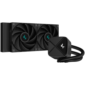 DeepCool LS520S Zero Dark, 240mm CPU Liquid Cooler, 2x120mm PWM Fans, Anti-Leak Technology, Black, LGA 1851/1700/1200/1151/1150/1155, AMD AM5/AM4, 5Y, R-LS520-BKNNMM-G-1
