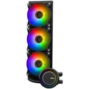 MSI MAG CORELIQUID E360 3x 120mm ARGB Fans, Rotatable Blockhead, Aluminium Radiator, Fluid Dynamic Bearing, Intel LGA 1150/1151/1155/1156/1200/1700, AMD AM5/AM4/TR4/sTRx4, 3Y Warranty