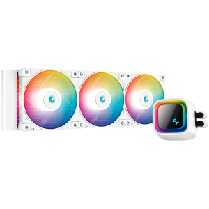 DeepCool LS720 WH, 360mm CPU Liquid Cooler, 3x120mm FC120 ARGB PWM Fans, ARGB Infinity Mirror, White, LGA 2066/2011-v3/2011/1700/1200/115x, AMD sTRX4/sTR4/AM5/AM4, 5Y, R-LS720-WHAMNT-G-1