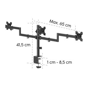 HAMA Стойка за 3 монитора, регулируема височина, 13" - 27"