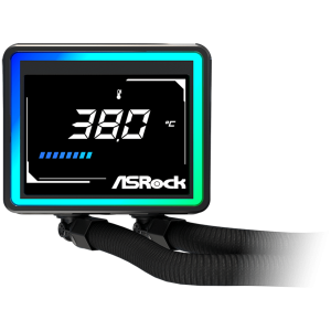 Asrock Challenger 240 Digital, AiO liquid cooler, ARGB, Digital display, 240 mm radiator, AM5, AM4, LGA1851, LGA1700, 90-ACLA36-BAAGA6, Black, 6Y