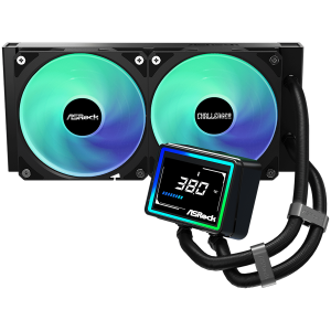 Asrock Challenger 240 Digital, AiO liquid cooler, ARGB, Digital display, 240 mm radiator, AM5, AM4, LGA1851, LGA1700, 90-ACLA36-BAAGA6, Black, 6Y