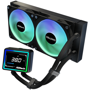 Asrock Challenger 240 Digital, AiO liquid cooler, ARGB, Digital display, 240 mm radiator, AM5, AM4, LGA1851, LGA1700, 90-ACLA36-BAAGA6, Black, 6Y
