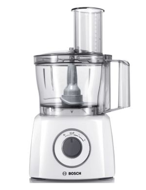 Кухненски робот Bosch MCM3200W, Kitchen machine, MultiTalent 3, 800 W, BPA-free, plastic bowl 2.3 l , Double-sided stainless steel disc for cutting and planing, suitable for crushing ice, Dough attachment, white