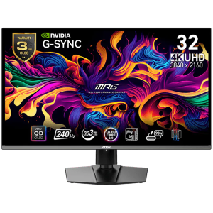 MSI MPG 321URX QD-OLED Gaming Monitor, 31.5" 240Hz, UHD (3840x2160) 16:9, QD-OLED Anti-Reflection, 0.03ms, 250nits, 1500000:1, 178/178, G-SYNC Compatible, DisplayHDR True Black 400, Adjustable Stand, 1x DP, 2x HDMI, 1x Type-C,1xHeadphone out, 3Y