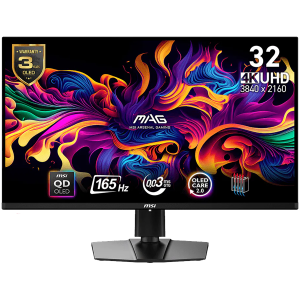 MSI MAG 321UP QD-OLED Gaming Monitor, 31.5" 165Hz, UHD (3840x2160) 16:9, QD-OLED Anti-Reflection, 0.03ms, 250nits, 1500000:1, 178/178, AMD FreeSync Premium Pro, DisplayHDR True Black 400, Adjustable Stand, 1x DP, 2xHDMI, 1xType-C, 1xHeadphone out, 3Y