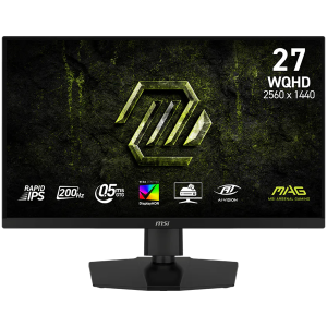 MSI MAG 274QPF E20 Gaming Monitor, 27" 200Hz, WQHD (2560x1440) 16:9, Rapid IPS, 0.5ms, 300nits, 1000:1, 178/178, G-SYNC Compatible, AMD FreeSync Premium, DisplayHDR 400, Adjustable stand, 1x DP, 2x HDMI, 1x Type-C, 1x Headphone out, 3Y Warranty