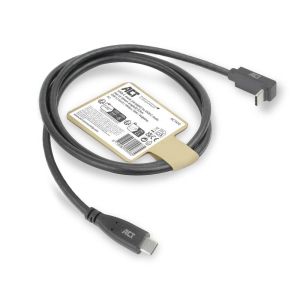 ACT Кабел USB-C - USB-C, 10Gbps, 60W, 0.5 м, конектори - 1x прав и 1x на 90° up/down angled