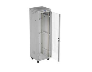 Комуникационен шкаф Lanberg Rack Cabinet 19" Free-Standing 42U/600X600 (FlAT Pack) With Glass Door LCD Grey V2