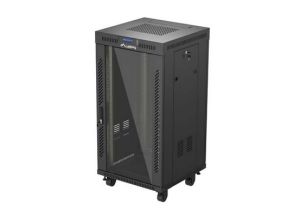 Комуникационен шкаф Lanberg Rack Cabinet 19" Free-Standing 22U/600X600 (FlAT Pack) With Glass Door LCD Black V2