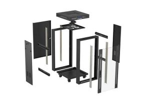 Комуникационен шкаф Lanberg Rack Cabinet 19" Free-Standing 22U/600X600 (FlAT Pack) With Glass Door LCD Black V2