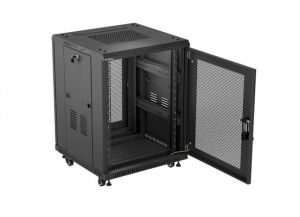 Комуникационен шкаф Lanberg rack cabinet 19" free-standing 15U/600X600 (FLAT PACK) with mesh door black