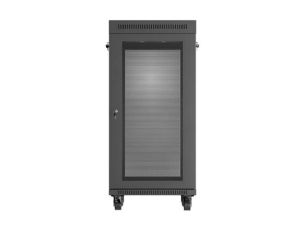 Комуникационен шкаф Lanberg Rack Cabinet 19" Free-Standing 24U/600X600 (FlAT Pack) With Mesh Door LCD Black V2