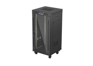 Комуникационен шкаф Lanberg Rack Cabinet 19" Free-Standing 24U/600X600 (FlAT Pack) With Glass Door LCD Black V2