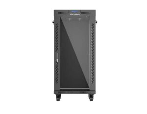 Комуникационен шкаф Lanberg Rack Cabinet 19" Free-Standing 24U/600X600 (FlAT Pack) With Glass Door LCD Black V2