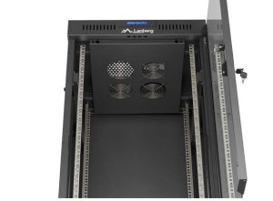 Комуникационен шкаф Lanberg Rack Cabinet 19" Free-Standing 24U/600X600 (FlAT Pack) With Glass Door LCD Black V2