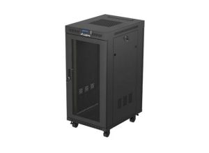 Комуникационен шкаф Lanberg Rack Cabinet 19" Free-Standing 24U/600X800 (FlAT Pack) With Mesh Door LCD Black V2