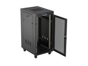 Комуникационен шкаф Lanberg Rack Cabinet 19" Free-Standing 24U/600X800 (FlAT Pack) With Mesh Door LCD Black V2