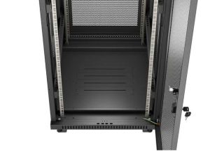 Комуникационен шкаф Lanberg Rack Cabinet 19" Free-Standing 24U/600X800 (FlAT Pack) With Mesh Door LCD Black V2