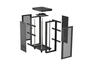 Комуникационен шкаф Lanberg Rack Cabinet 19" Free-Standing 24U/600X800 (FlAT Pack) With Mesh Door LCD Black V2