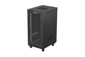 Комуникационен шкаф Lanberg Rack Cabinet 19" Free-Standing 24U/600X800 (FlAT Pack) With Glass Door LCD Black V2
