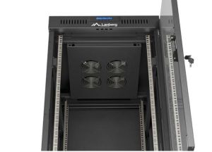 Комуникационен шкаф Lanberg Rack Cabinet 19" Free-Standing 24U/600X800 (FlAT Pack) With Glass Door LCD Black V2