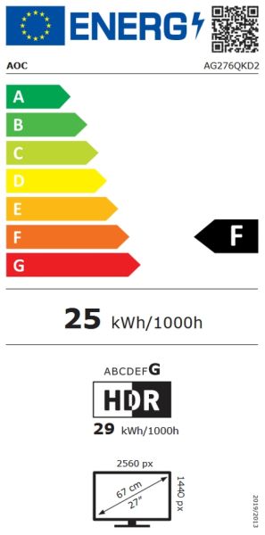 Монитор AOC AG276QKD2, 26.5" QD-OLED, 2560x1440@500Hz, 0.03ms GtG, 1000cd m/2, 1.5M:1, 80M:1 DCR, Adaptive Sync, Low Blue Light, FlickerFree, 5Wx2, Tilt, Height Adjust, Pivot, Swivel, 2xHDMI, DP, USB hub