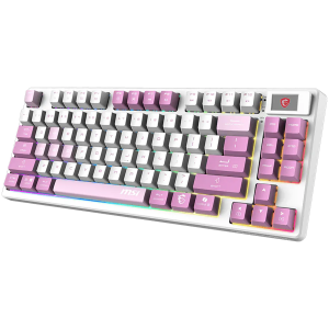 MSI FORGE GK600 TKL WIRELESS VIOLET - Hot-Swappable Mechanical Switches, PBT Keycaps, Sound-Dampening Foam and Gaskets, Integrated Display, RGB LED, 2.4GHz, BT, USB-C