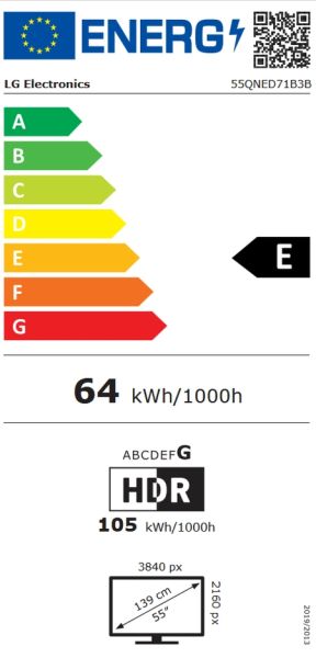 Телевизор LG 55QNED71B3B., 55" 4K QNED MiniLED Smart TV, 3840x2160, DVB-T2/C/S2, Alpha 7 AI Processor, HDR10 / HLG, webOS 26 ThinQ, VRR / ALLM / HGiG, 4K Super Upscaling, WiFi 5, Bluetooth 5.3, AirPlay 2, LAN, CI, HDMI, AI Sound Pro, Google Cast, 2 pole S