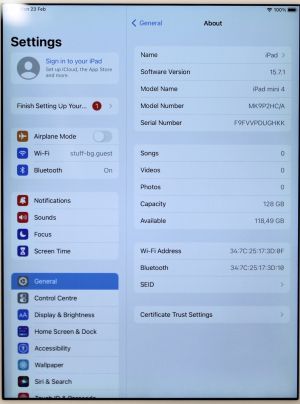 Apple iPad Mini 4 WiFi 128GB White