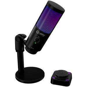 LORGAR SMP40, RGB Microphone with external mute button and metal stand, Black