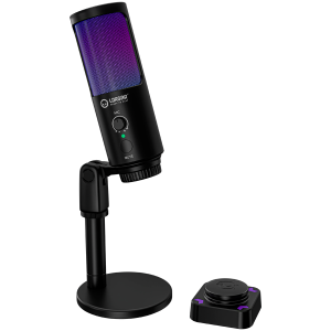 LORGAR SMP40, RGB Microphone with external mute button and metal stand, Black