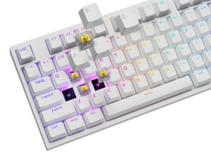 Клавиатура Genesis Mechanical Gaming Keyboard Thor 404 White RGB Backlight Gateron Peach Silent, US Layout