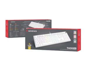 Клавиатура Genesis Mechanical Gaming Keyboard Thor 404 White RGB Backlight Gateron Peach Silent, US Layout