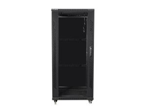 Комуникационен шкаф Lanberg rack cabinet 19" free-standing 27U / 600x600 self-assembly flat pack, black