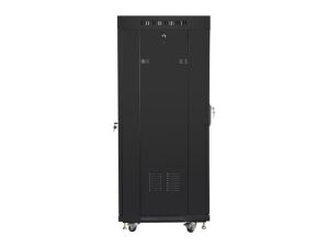 Комуникационен шкаф Lanberg rack cabinet 19" free-standing 27U / 600x600 self-assembly flat pack with glass door LCD, black